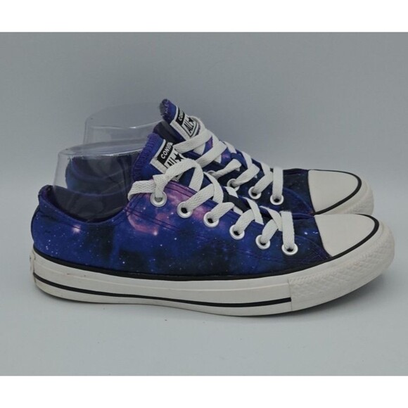 Converse All Star Low Top Satin Galaxy Womens  8 Purple Blue Sneaker (E3) - Picture 6 of 9